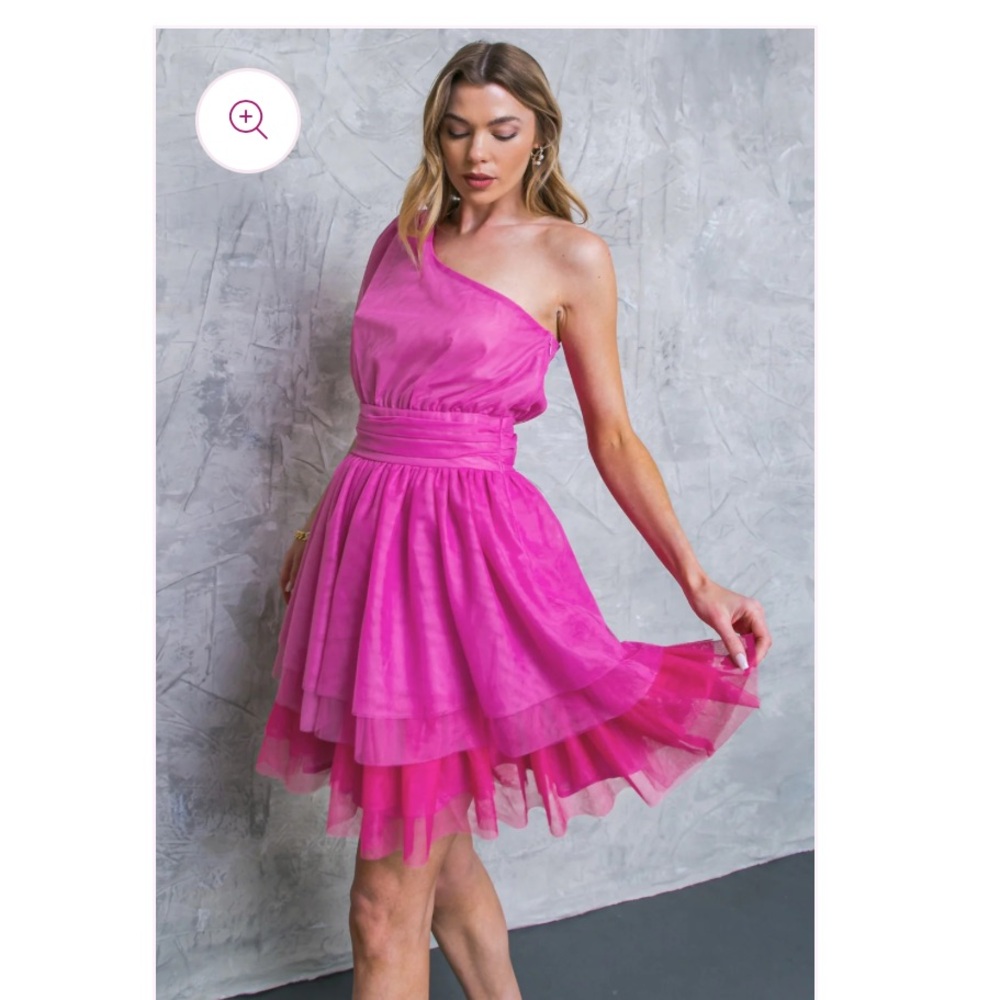 Vibrant Pink One-Shoulder Dress